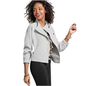 Cabi White Plaid Black Windowpane Blazer Jacket